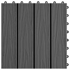 11 pcs Decking Tiles Deep Embossed WPC 30x30 cm 1 sqm Black