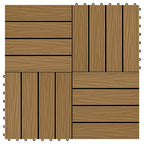 11 pcs Decking Tiles Deep Embossed WPC 30x30 cm 1 sqm Teak Colour