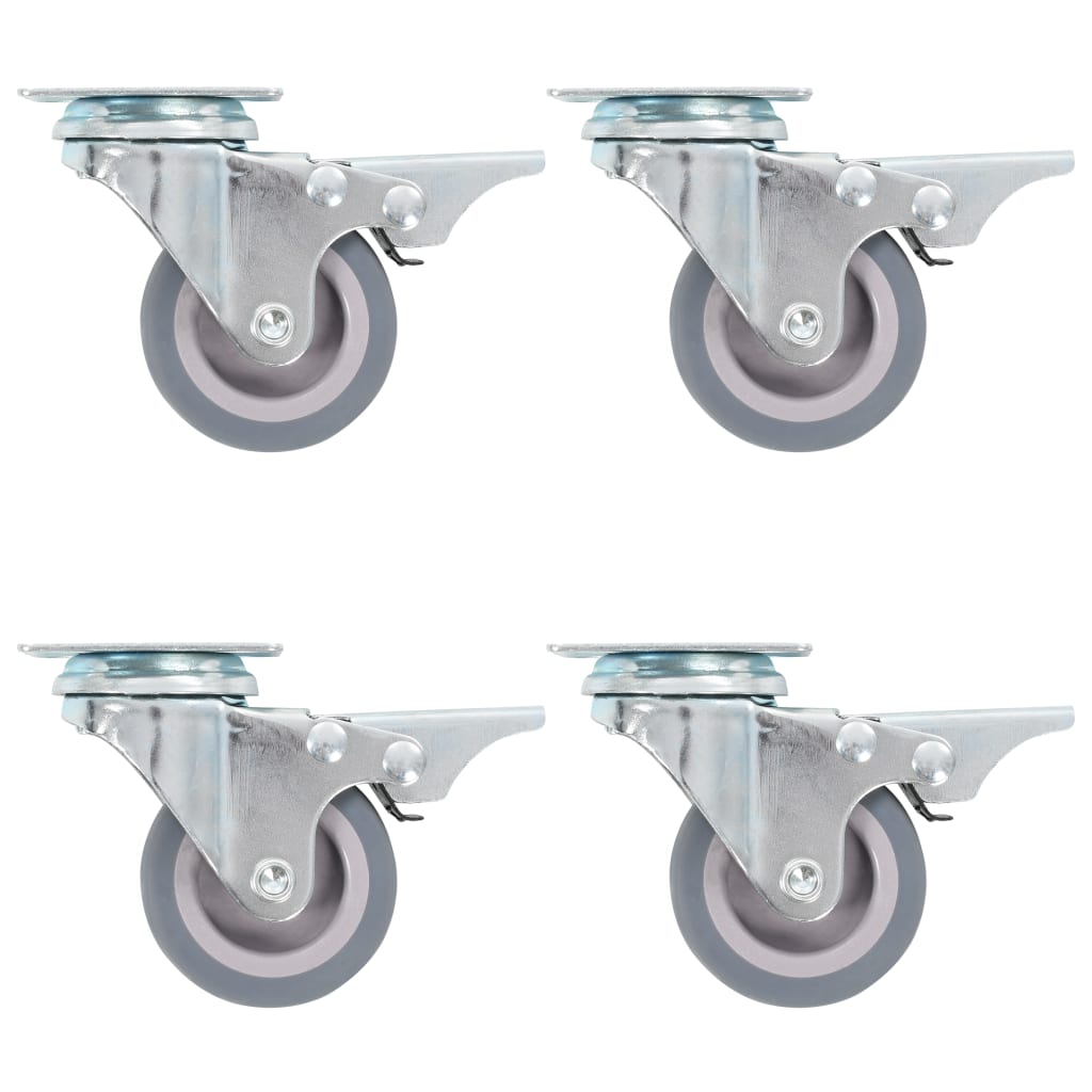 Swivel Casters With Double Brakes 4 Pcs 50 Mm
