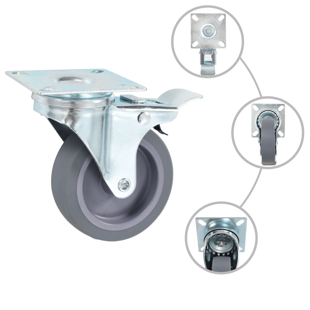 Swivel Casters With Double Brakes 4 Pcs 75 Mm