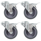 Bolt Hole Swivel Casters With Double Brakes 4 Pcs 75 Mm