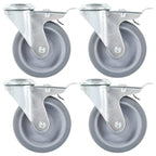 Bolt Hole Swivel Casters With Double Brakes 4 Pcs 100 Mm