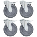 Bolt Hole Swivel Casters With Double Brakes 4 Pcs 125 Mm