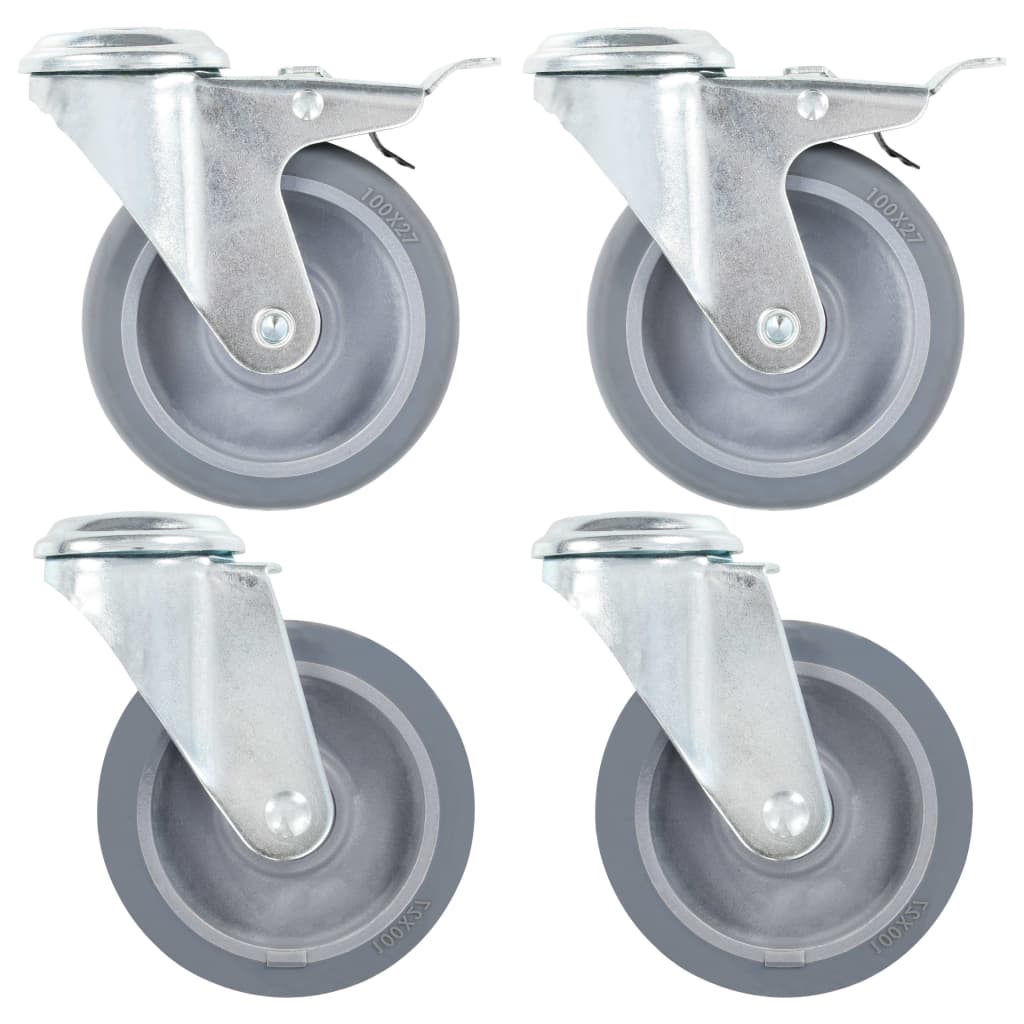 8 Pcs Bolt Hole Swivel Casters 100 Mm