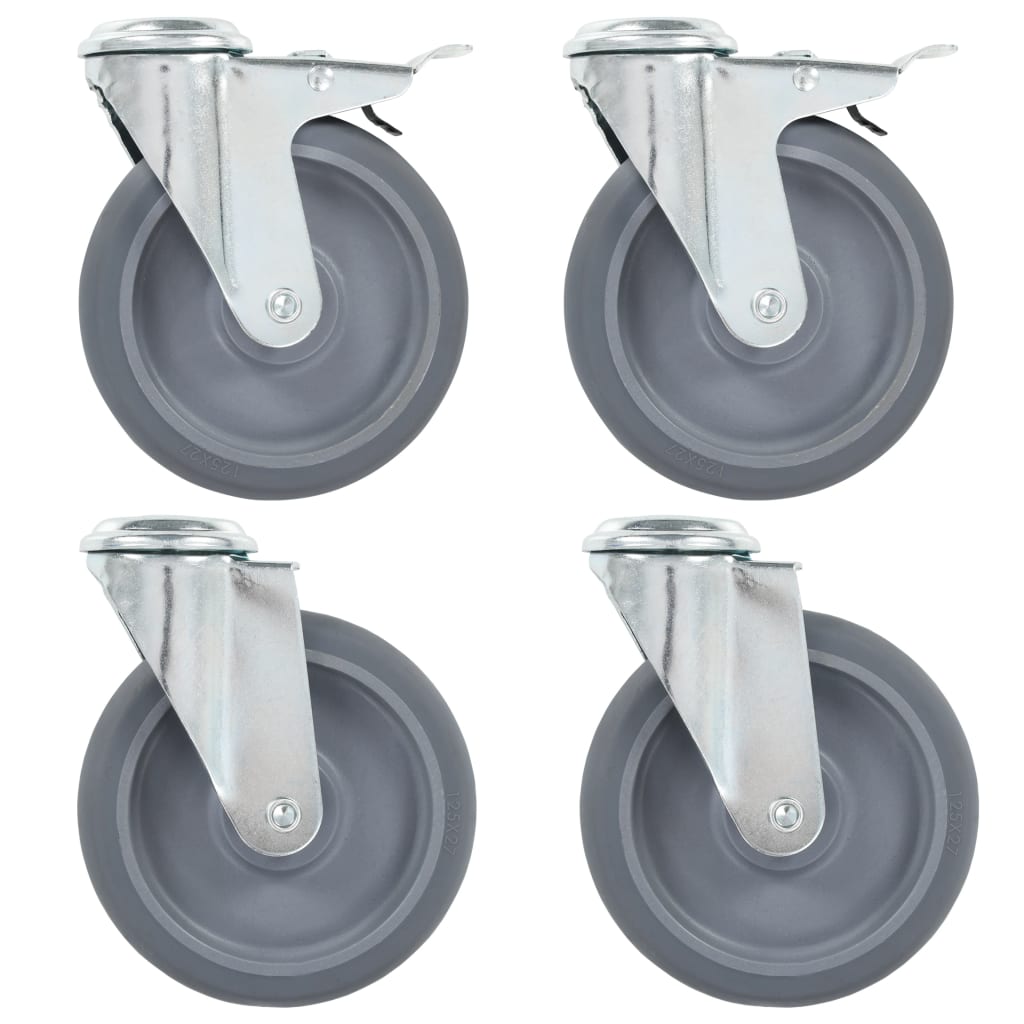 Bolt Hole Swivel Casters 4 Pcs 125 Mm