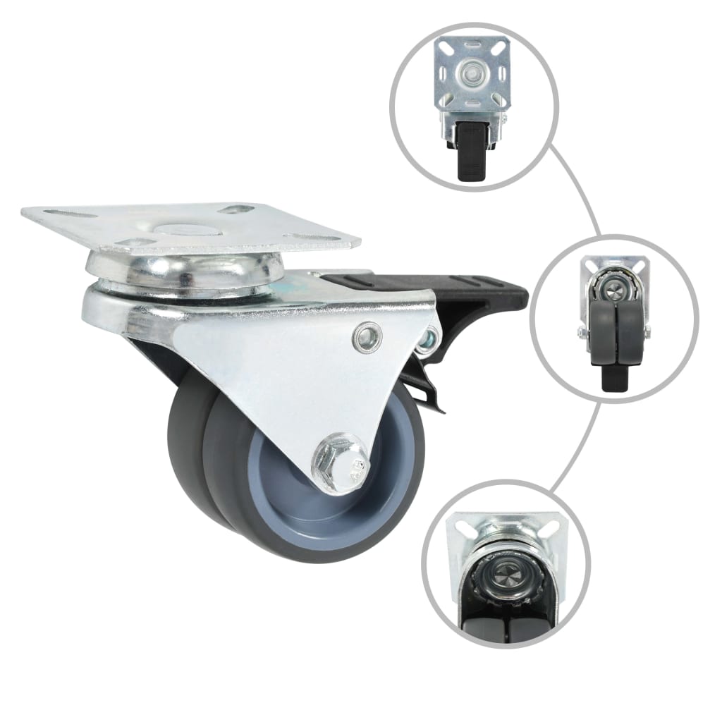 Twin-Wheel Swivel Casters 4 Pcs 50 Mm