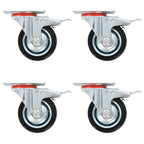 Swivel Casters With Double Brakes 4 Pcs 75 Mm