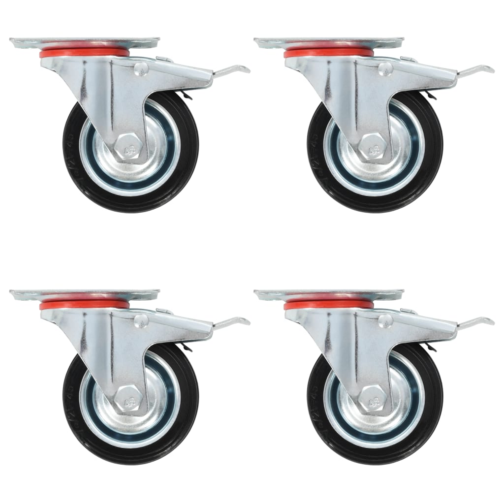 Swivel Casters With Double Brakes 4 Pcs 75 Mm