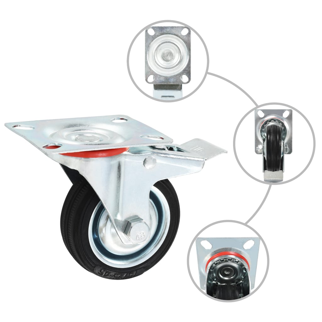 Swivel Casters With Double Brakes 4 Pcs 75 Mm