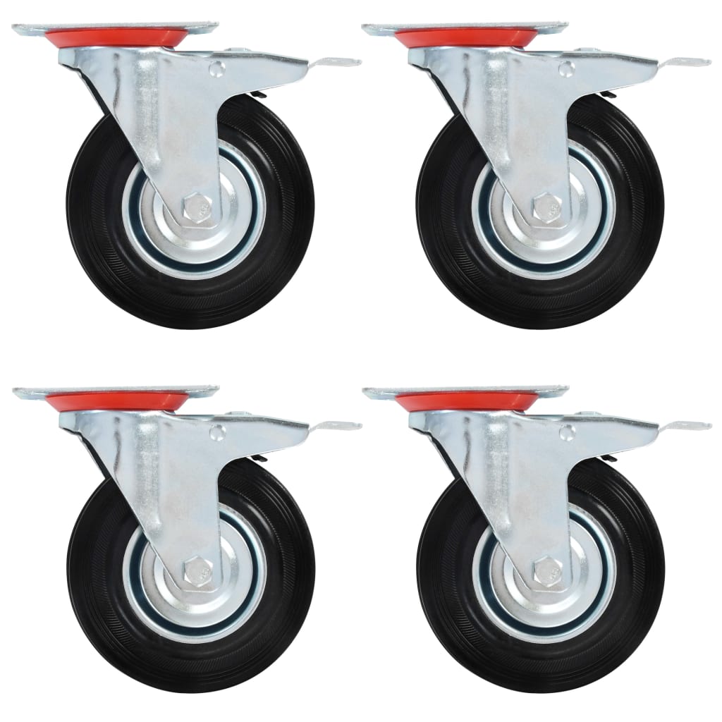 Swivel Casters With Double Brakes 4 Pcs 125 Mm