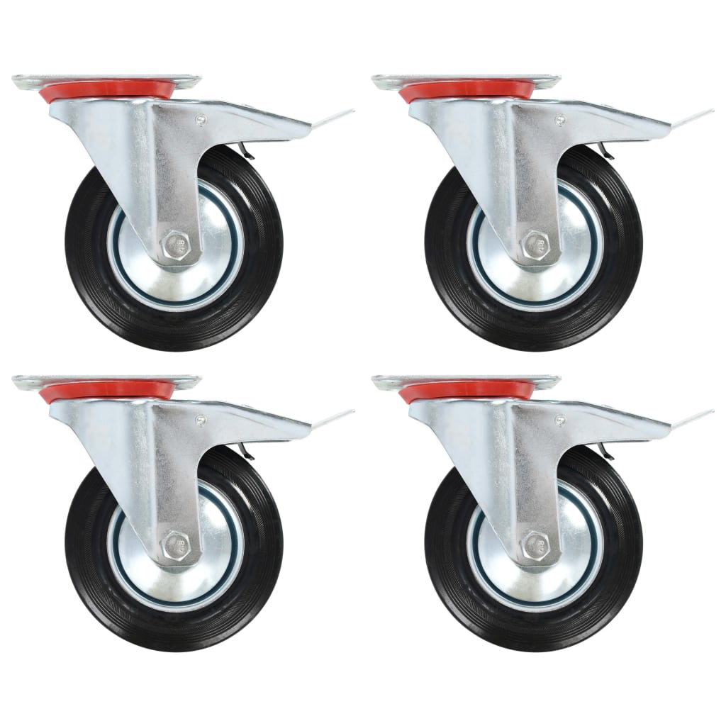Swivel Casters With Double Brakes 4 Pcs 160 Mm