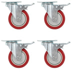 Swivel Casters With Double Brakes 4 Pcs 100 Mm