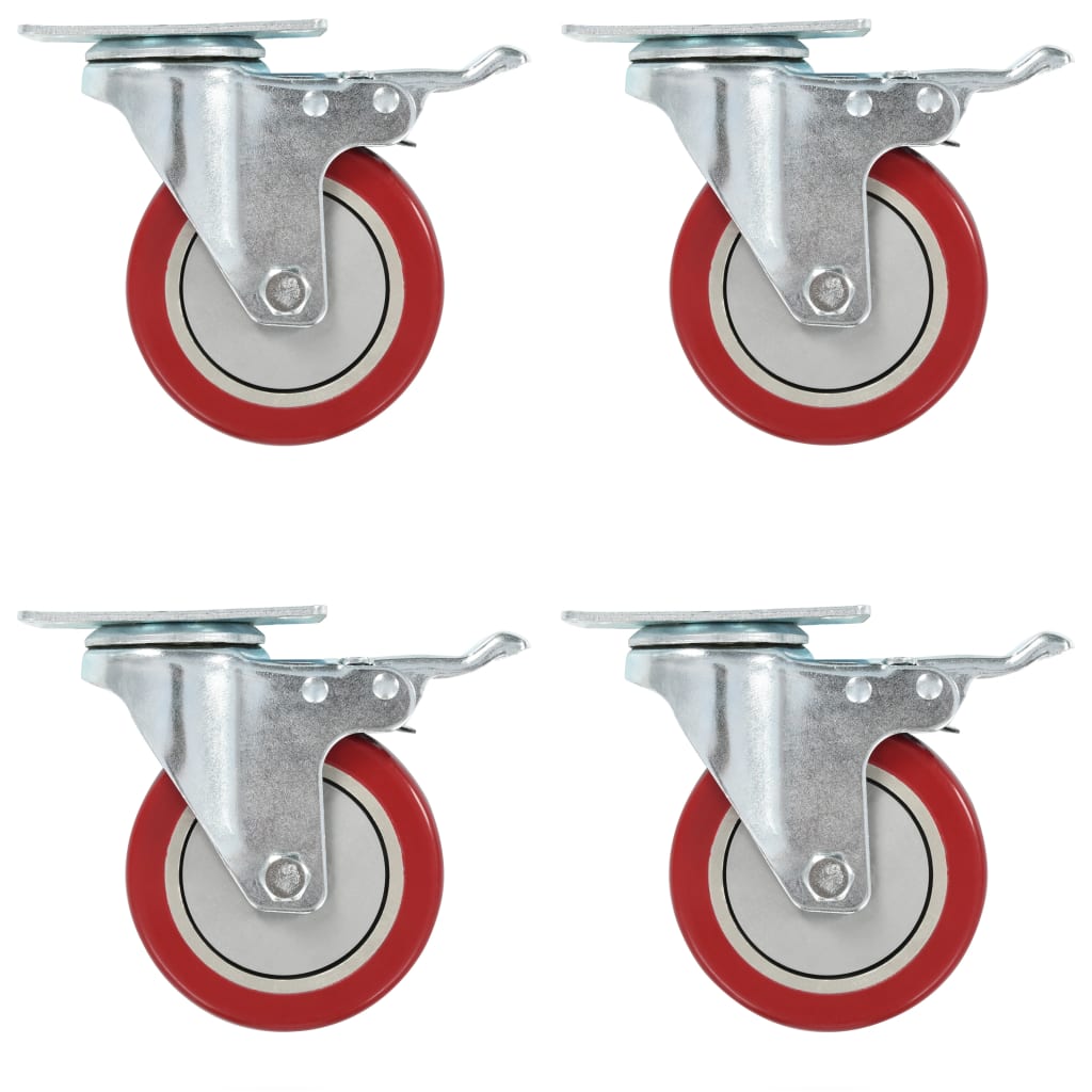 Swivel Casters With Double Brakes 4 Pcs 100 Mm