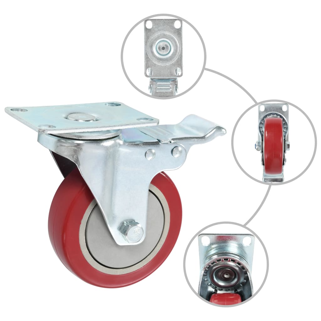 Swivel Casters With Double Brakes 4 Pcs 100 Mm