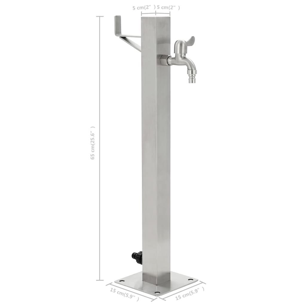 Garden Water Column Stainless Steel Square 65 cm