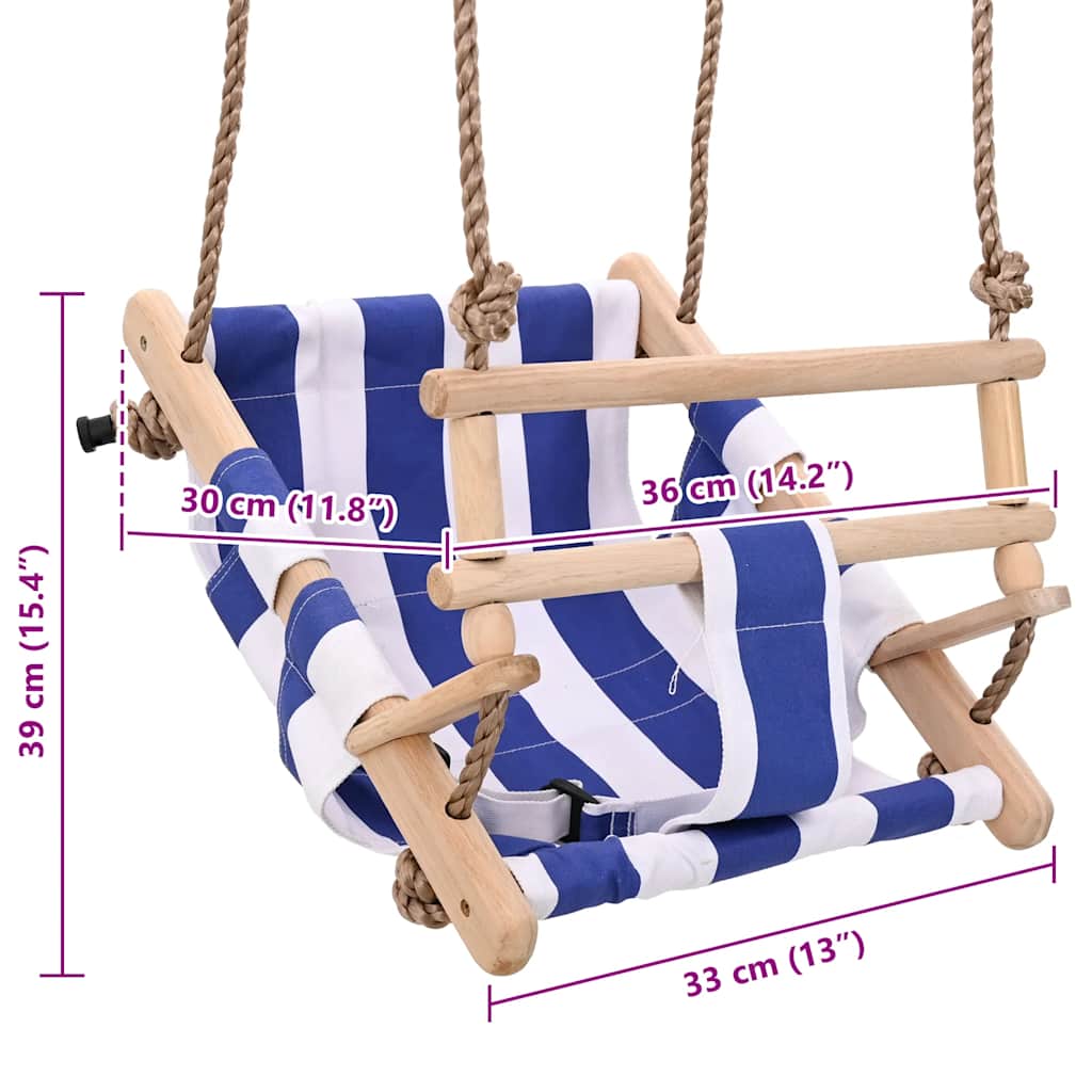 Baby Swing With Safety Belt Cotton Wood Blue