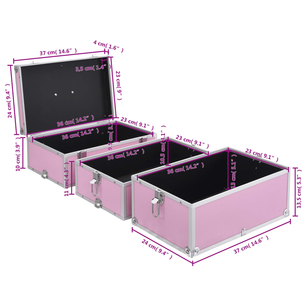 Make-up Case 37x24x40 cm Pink Aluminium