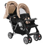 Tandem Stroller Taupe And Black Steel