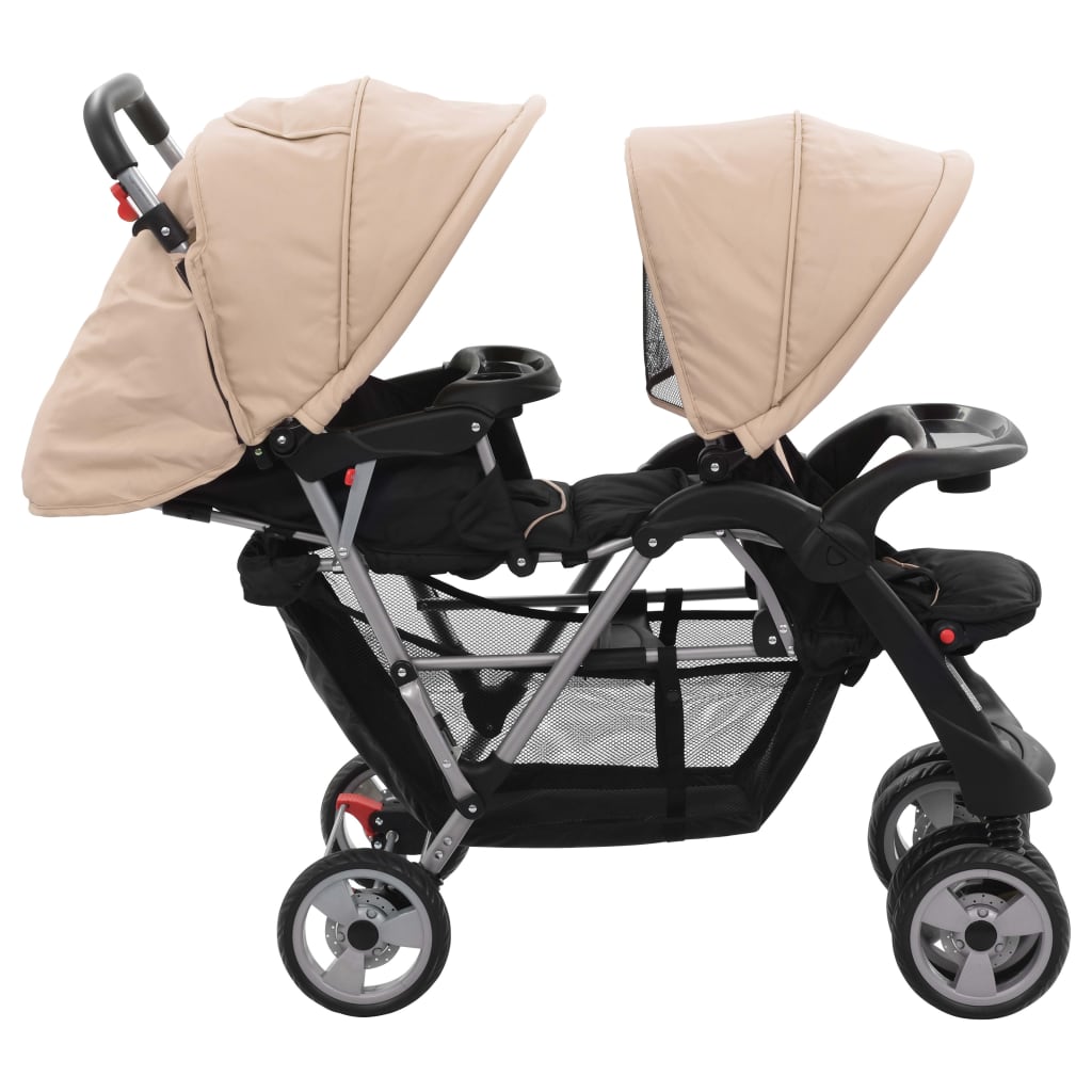 Tandem Stroller Taupe And Black Steel