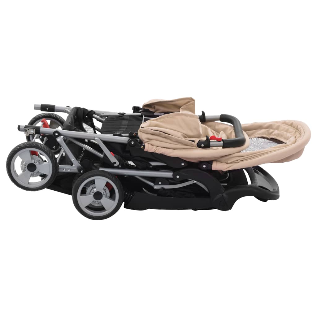 Tandem Stroller Taupe And Black Steel