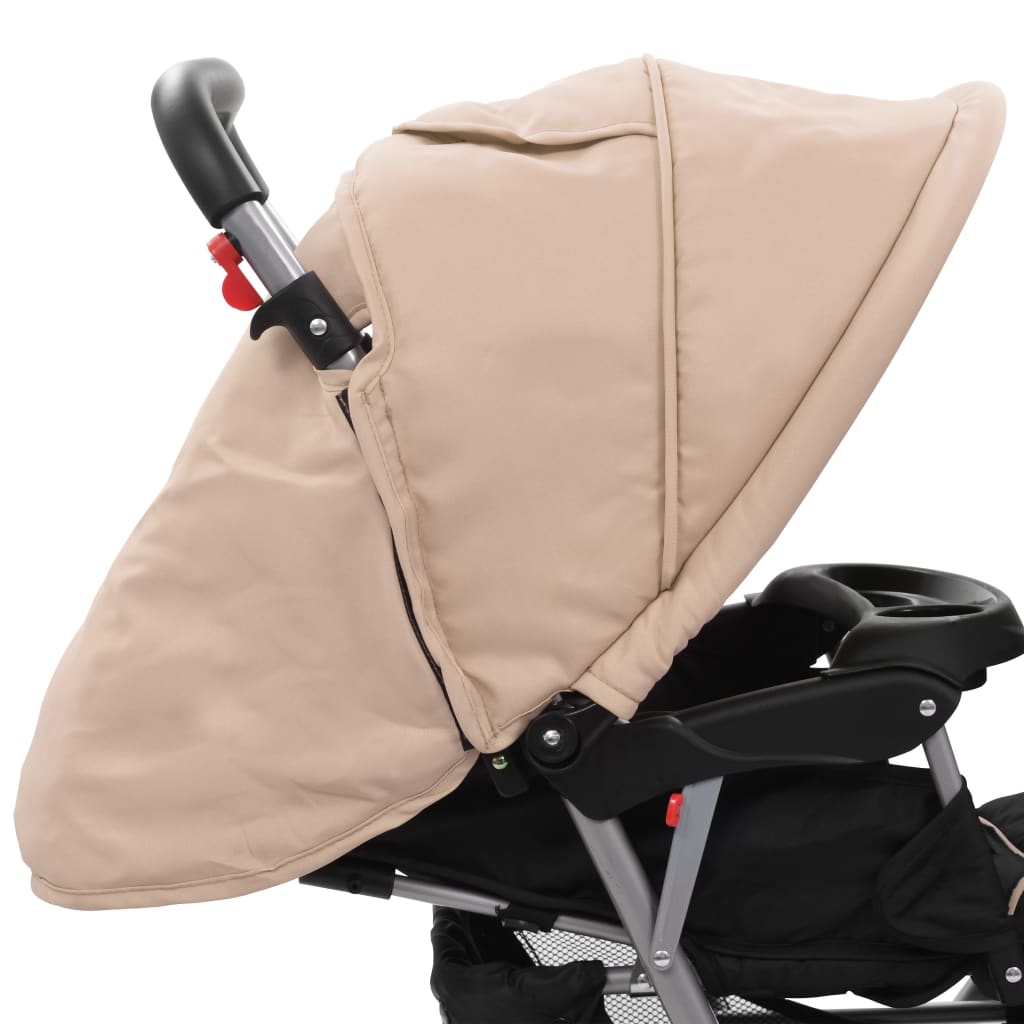 Tandem Stroller Taupe And Black Steel