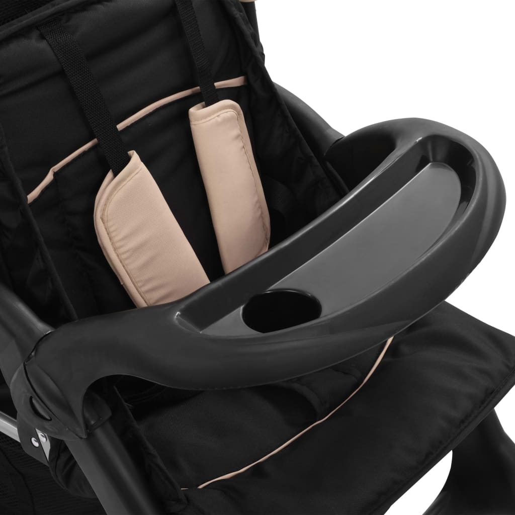 Tandem Stroller Taupe And Black Steel