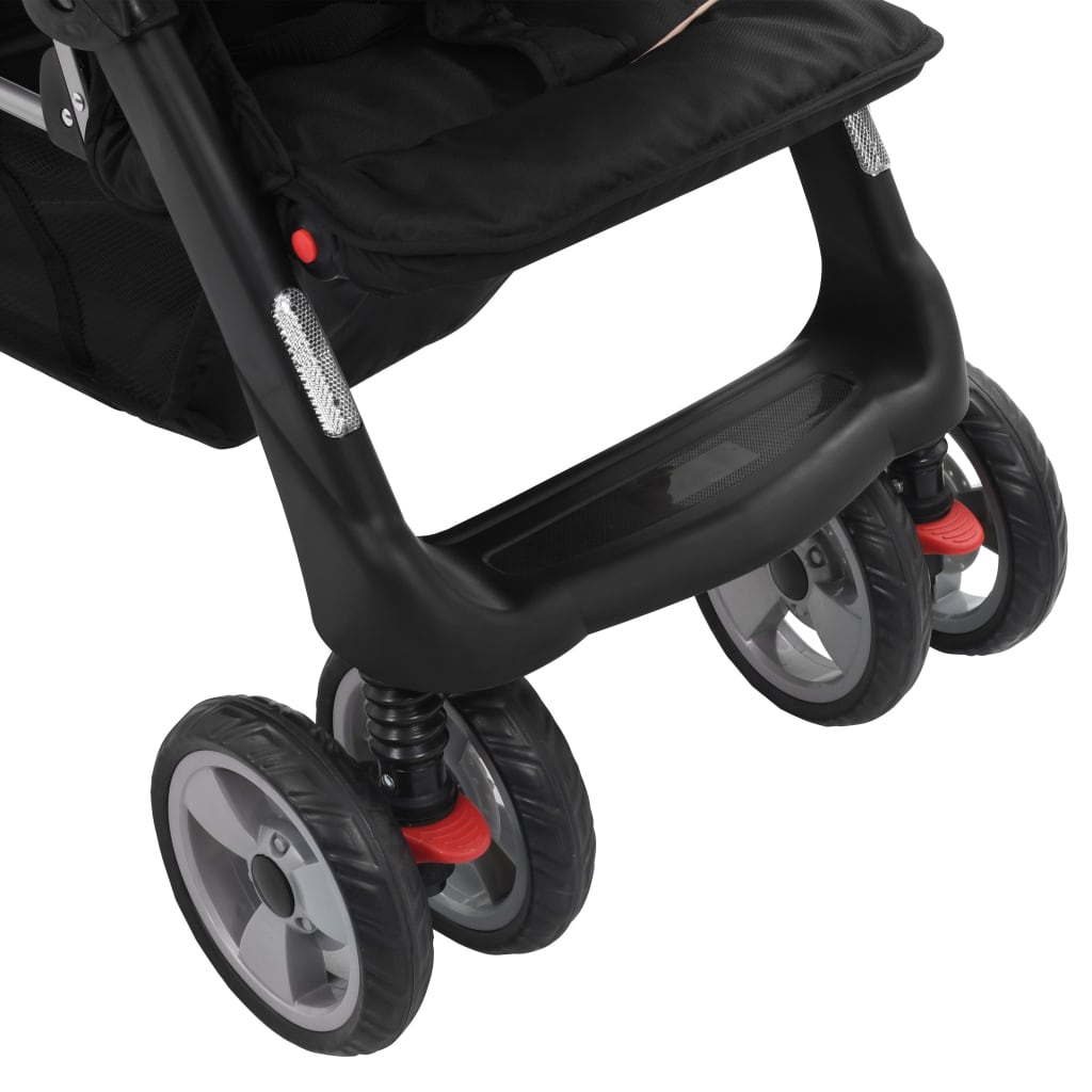 Tandem Stroller Taupe And Black Steel