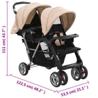 Tandem Stroller Taupe And Black Steel