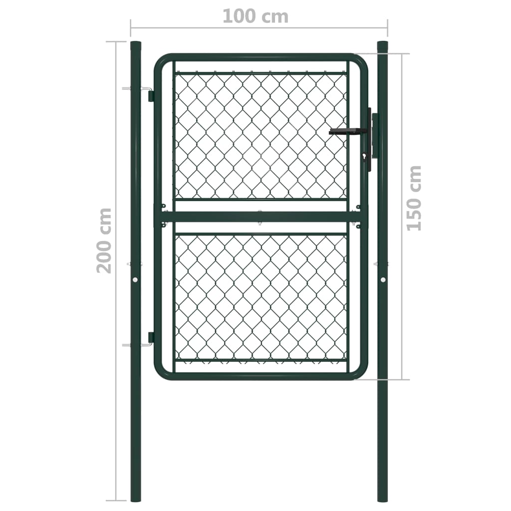 Garden Gate Steel 100x150 cm Green