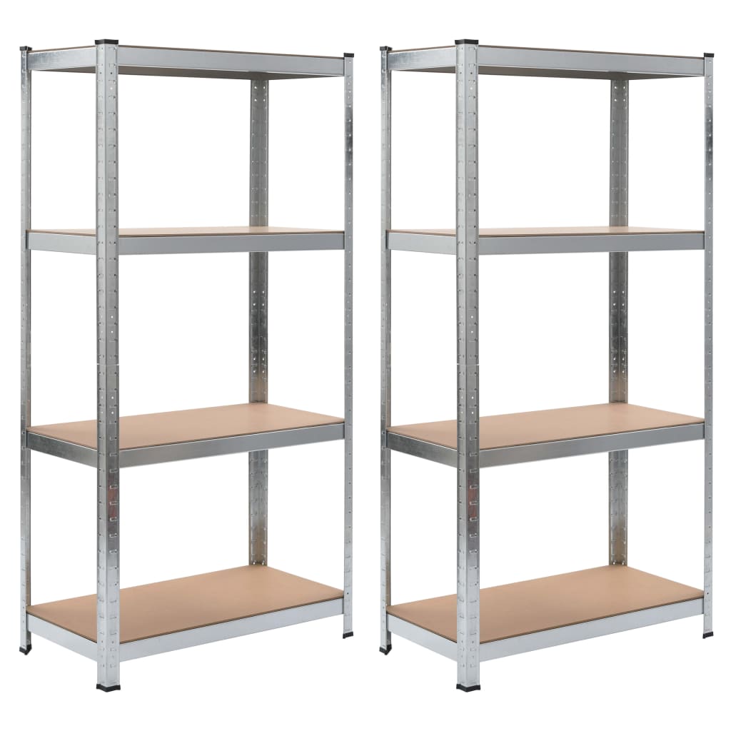 4-Layer Shelves 2 Pcs Steel&Engineered Wood 2