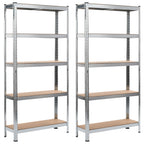 Storage Shelves 2 Pcs Silver 90X30X180 Cm Steel And Mdf