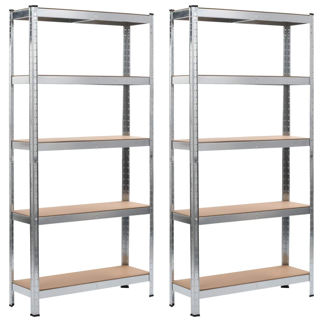 Storage Shelves 2 Pcs Silver 90X30X180 Cm Steel And Mdf