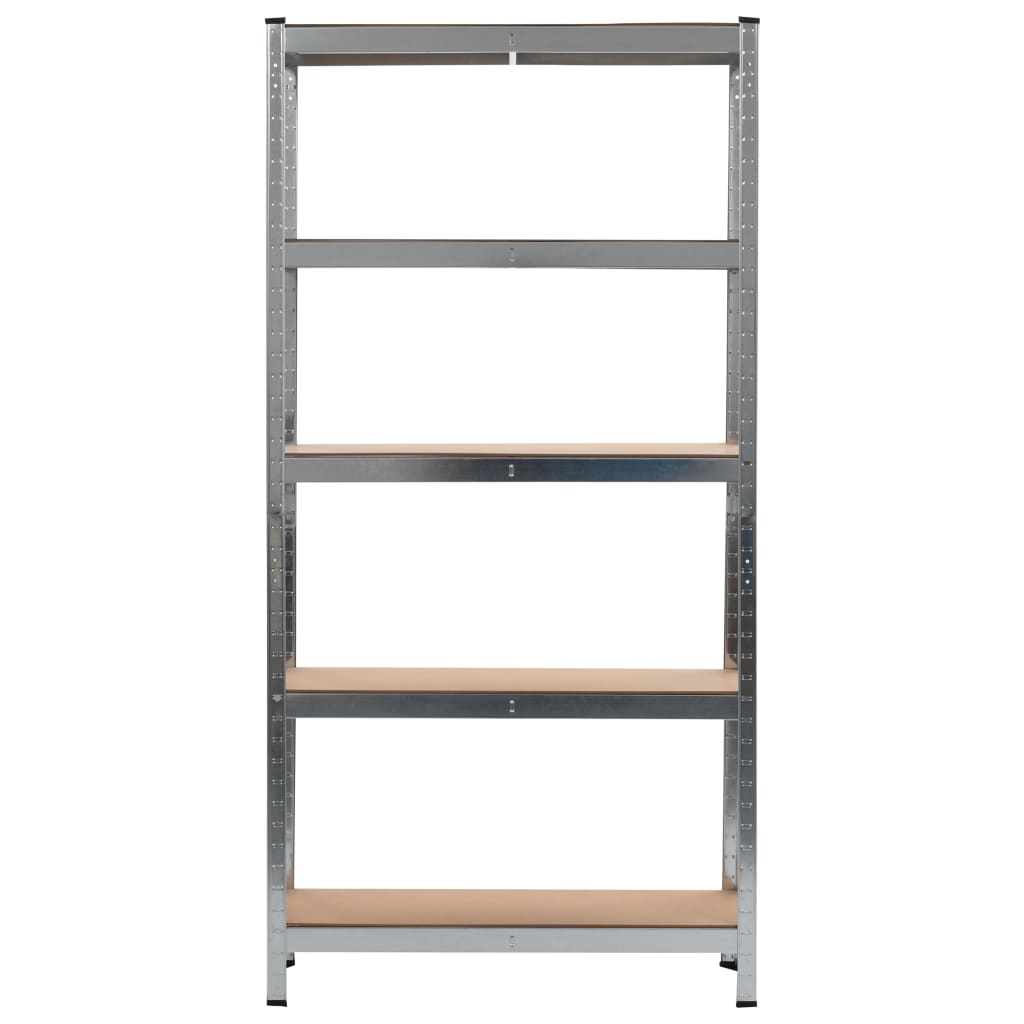 Storage Shelves 2 Pcs Silver 90X30X180 Cm Steel And Mdf