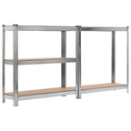 Storage Shelves 2 Pcs Silver 90X30X180 Cm Steel And Mdf