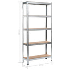 Storage Shelves 2 Pcs Silver 90X30X180 Cm Steel And Mdf