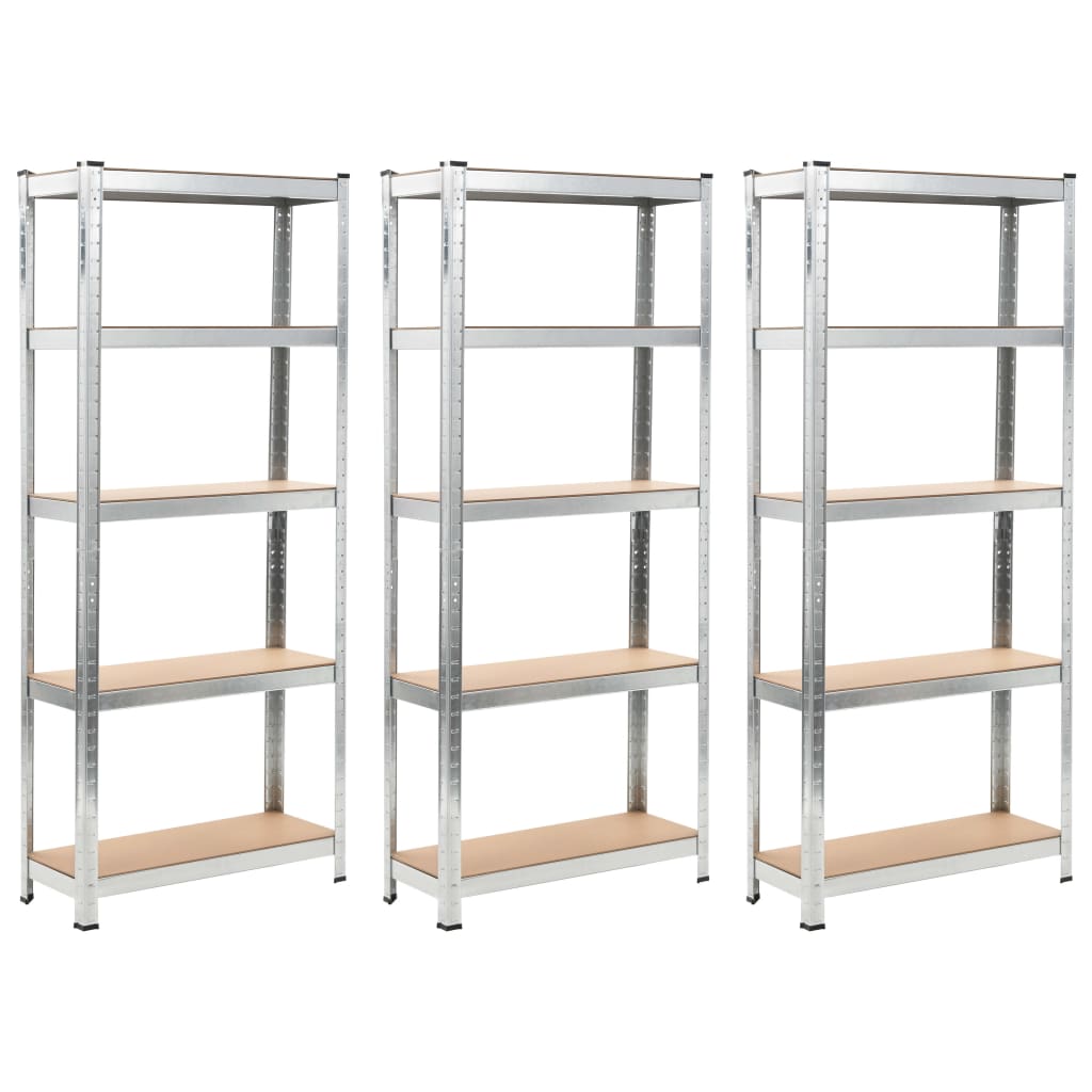5-Layer Shelves 3 Pcs Steel&Engineered Wood 3