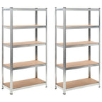 4-Layer Shelves 2 Pcs Steel&Engineered Wood 2
