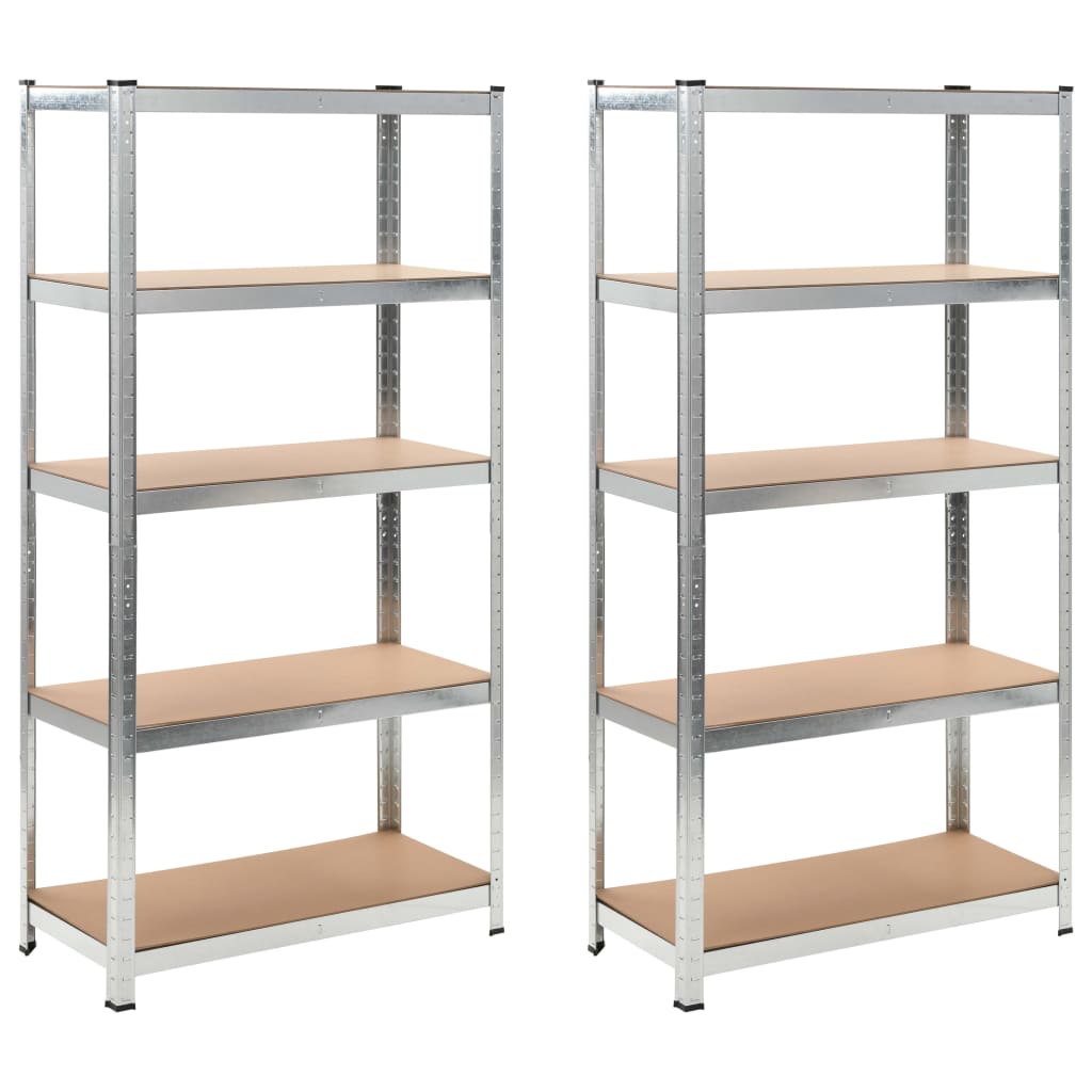 4-Layer Shelves 2 Pcs Steel&Engineered Wood 2