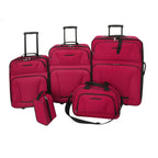 Five Piece Travel Luggage Set Red