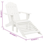 Garden Chair with Ottoman Wood White