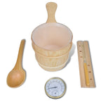 5 Piece Sauna Accessory Bucket Spoon Hourglass Thermo-hygrometer