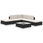 6 Piece Garden Lounge Set with Cushions Poly Rattan Black