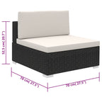 6 Piece Garden Lounge Set with Cushions Poly Rattan Black