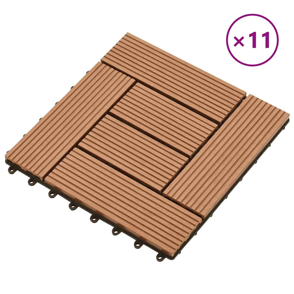 Brown 11 pcs 30 x 30 cm Decking Tiles WPC 1 sqm