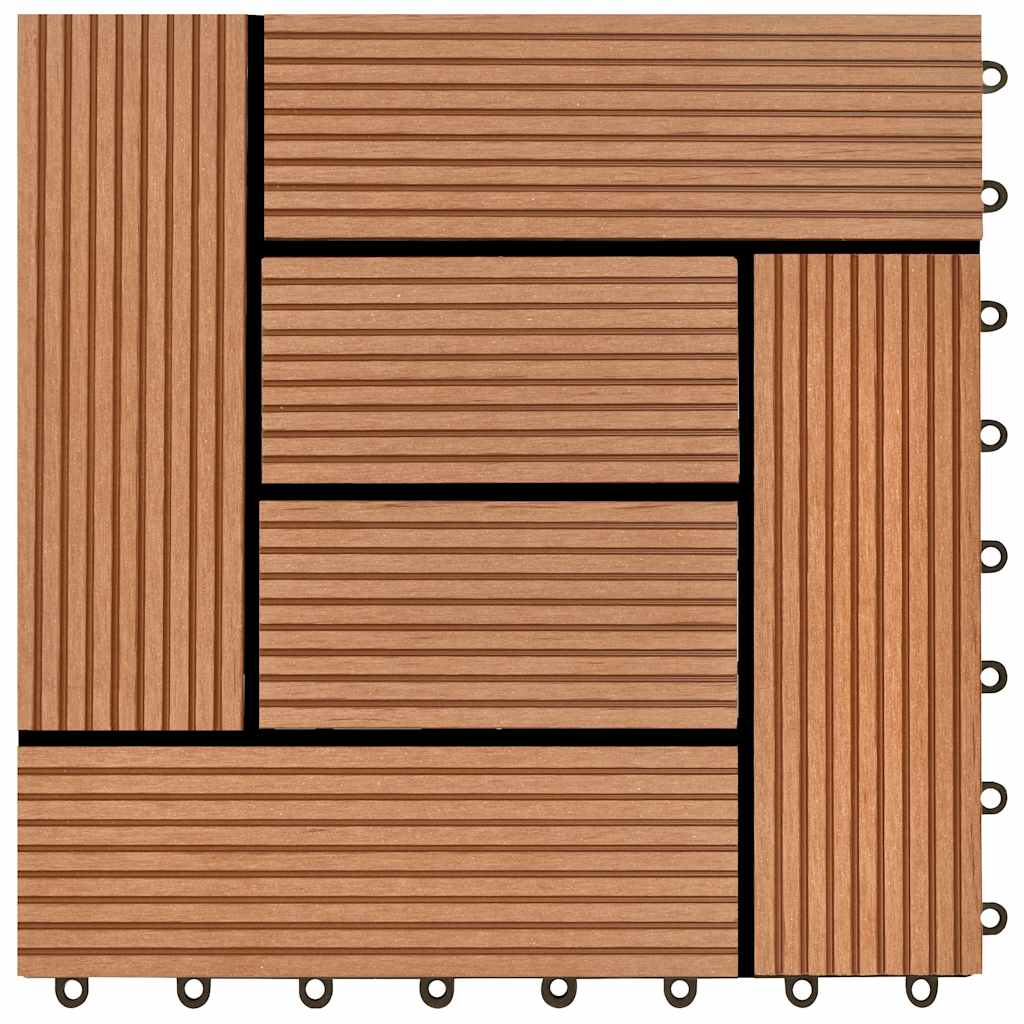 Brown 11 pcs 30 x 30 cm Decking Tiles WPC 1 sqm