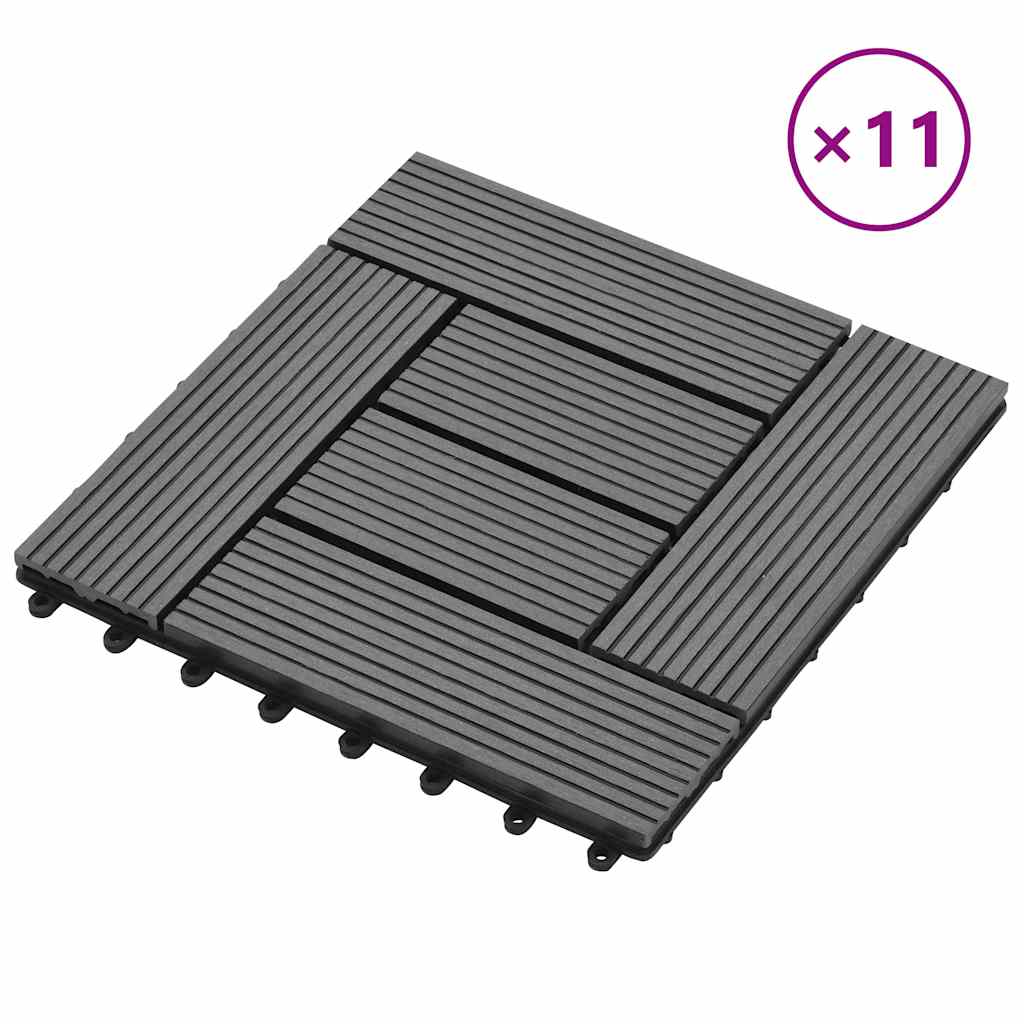 Grey 11 pcs 30 x 30 cm Decking Tiles WPC 1 sqm