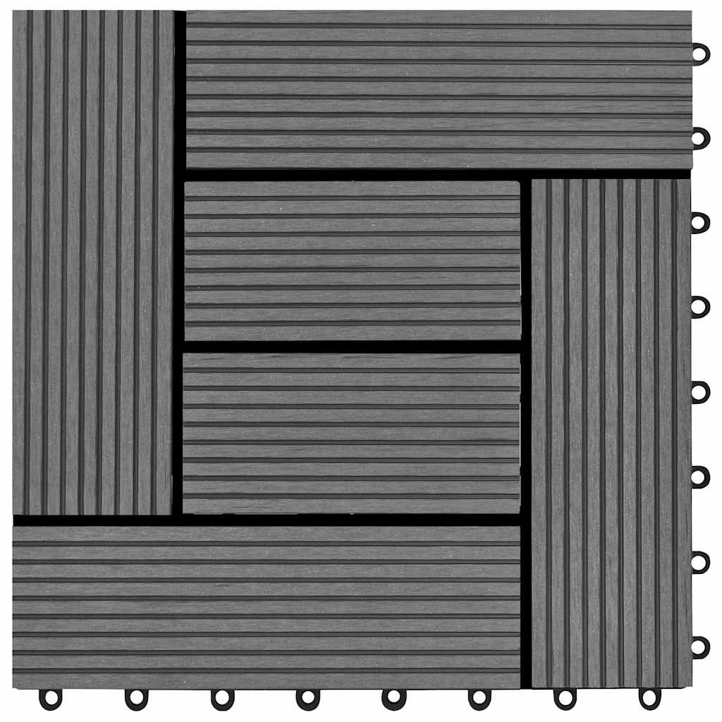 Grey 11 pcs 30 x 30 cm Decking Tiles WPC 1 sqm