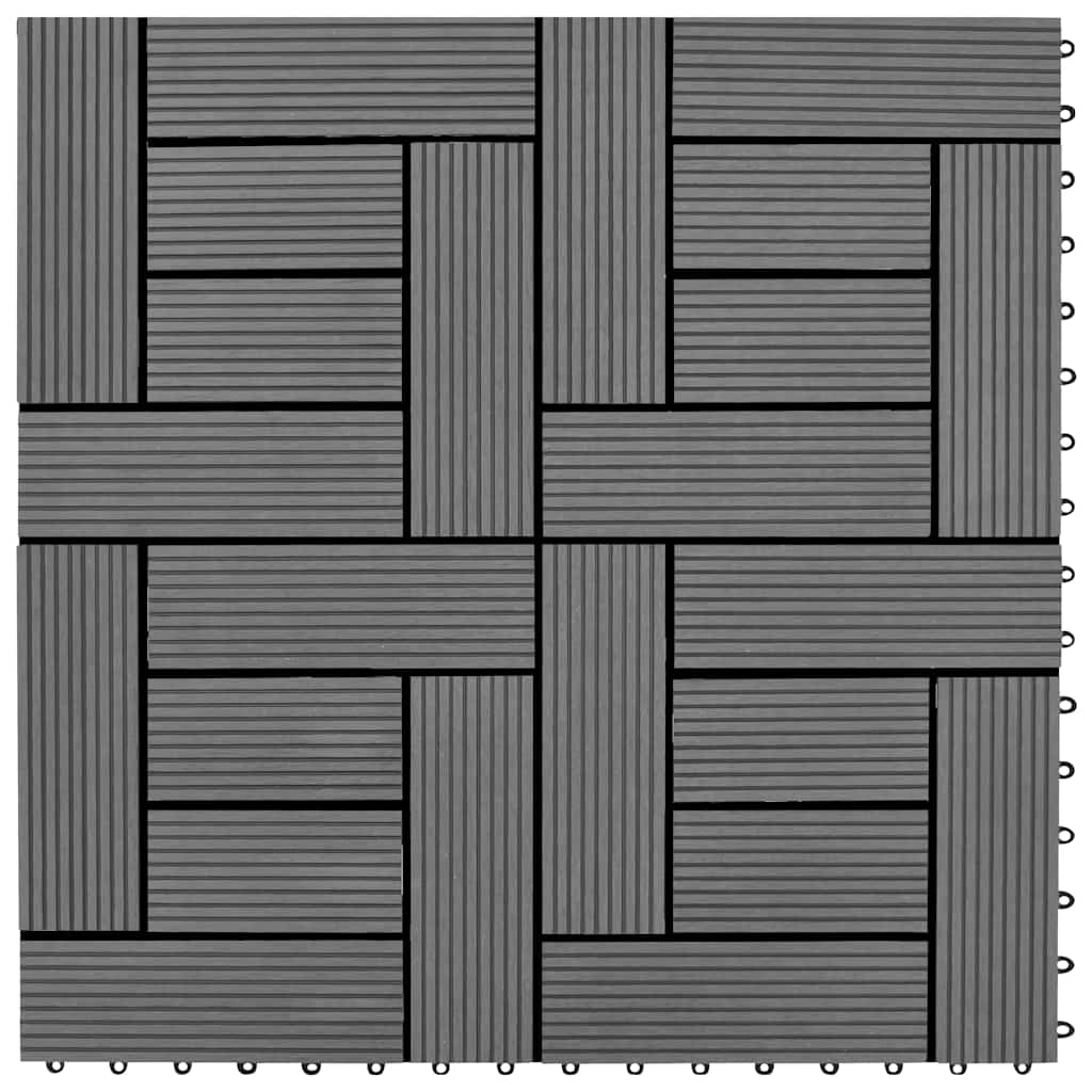 Grey 11 pcs 30 x 30 cm Decking Tiles WPC 1 sqm