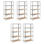 5-Layer Heavy-Duty Shelves 2 Pcs Steel&Engineered Wood