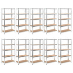 5-Layer Heavy-Duty Shelves 2 Pcs Steel&Engineered Wood
